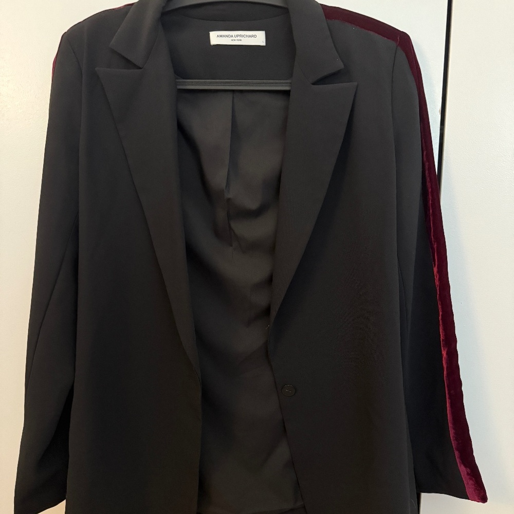 Amanda Uprichard Silk-Blend Blazer w/ Velvet Stripe | Size S | Unworn